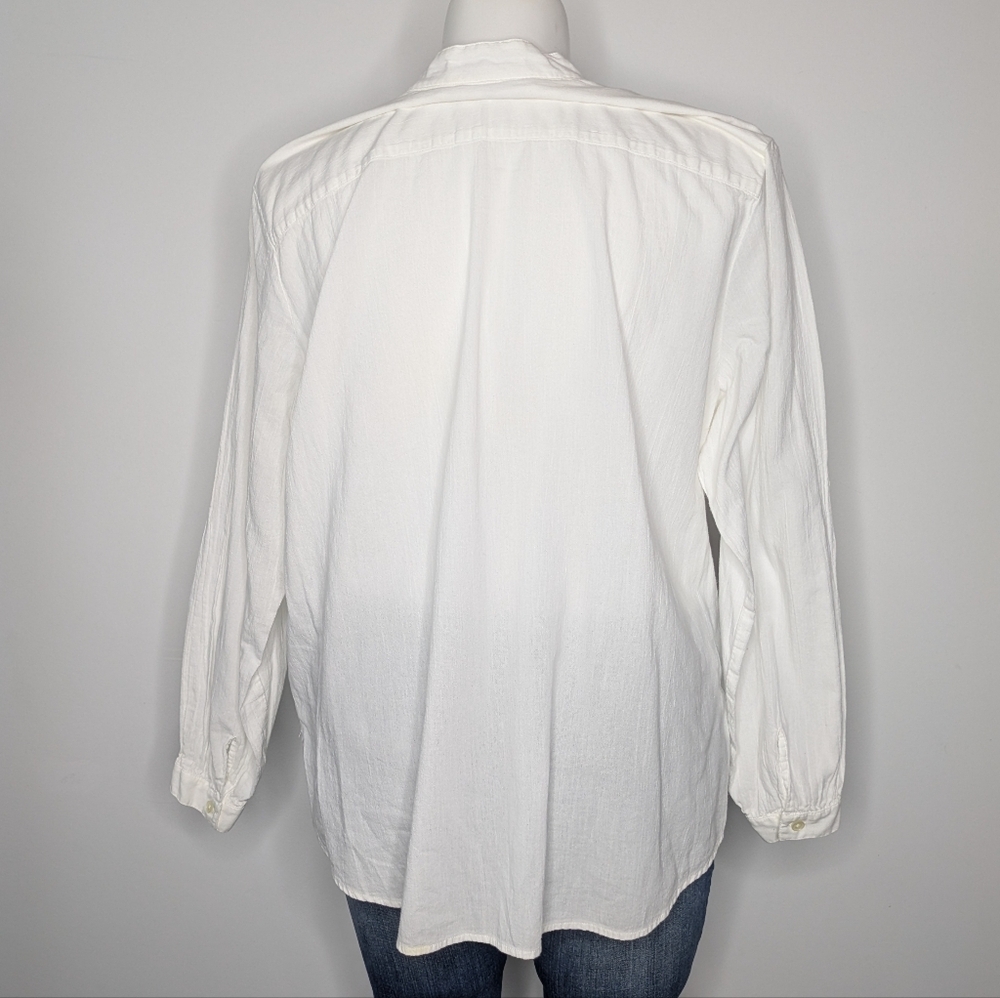 Tommy Hilfiger White Cotton Beachy Long Sleeve Tie Neck Top 18 - Picture 5 of 9